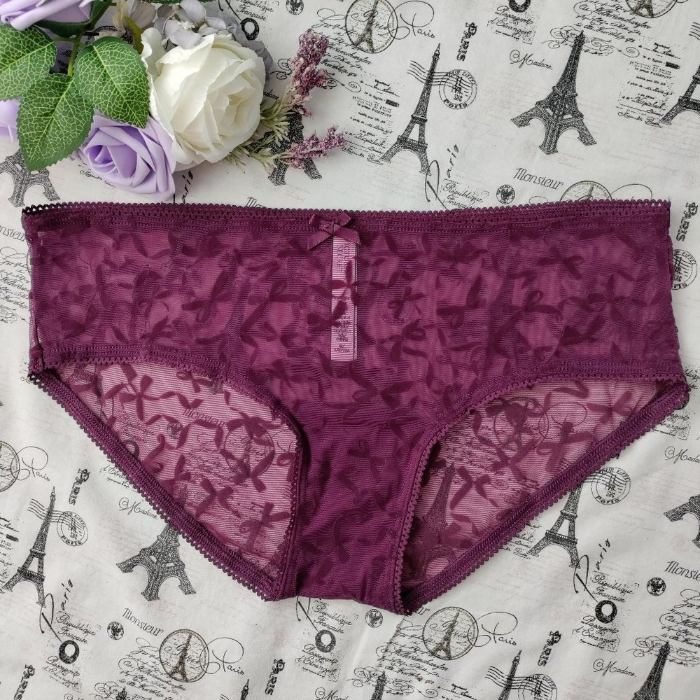NWT VICTORIA'S SECRET Bow Flocked Hiphugger Panties